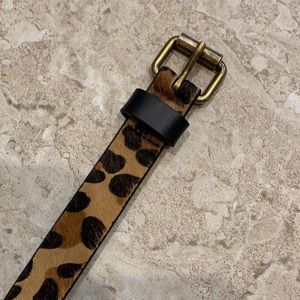 Calf hair cheetah print belt